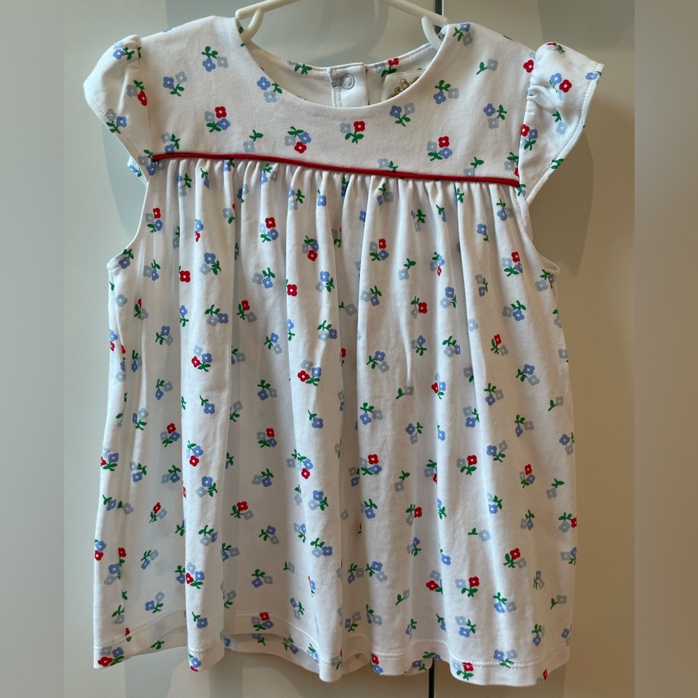 The Beaufort Bonnet Company Floral Kids Blouse - White with Red and Blue Accents
